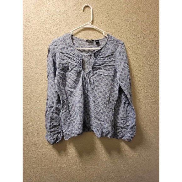 American Eagle Outfitters Women’s Sz M Blue Floral Tie-Front Blouse - Picture 1 of 4